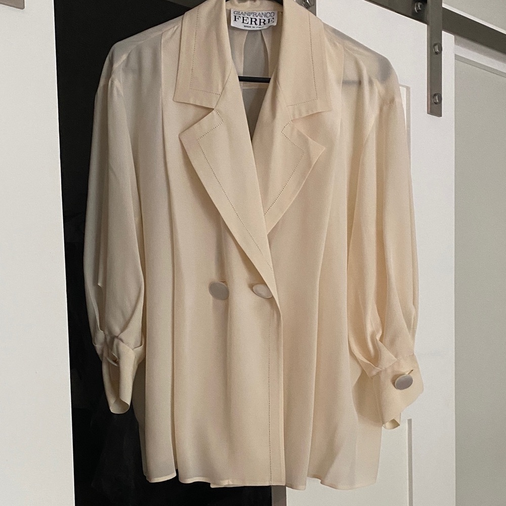 Gianfranco Ferre Elegant Cream Sheer Blouse